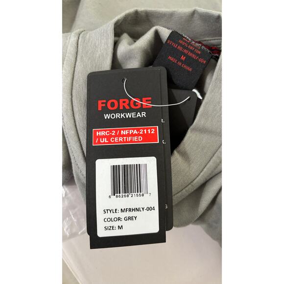 Forge Fr Grey Henley Neck Long Sleeve T Shirt Mens Medium New Fire Resistant - Picture 11 of 11